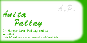 anita pallay business card